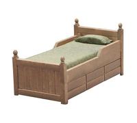 1:12 Mini Bed, Furniture Lit Queen Avec Literie Et Tiroirs Pour Accessoires De Maison De Poupée