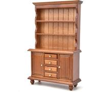 1:12 Mini Furniture Dollhouse Trois couches de bois bibliothèque avec 4 tiroirs modèle de jouet (brun)