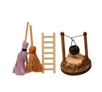1/12 Miniature détaillée Country Life Scène réaliste Maisons de poupée Décoration de scène rurale avec cuisinière suspendue Bois de chauffage Maisons de poupée Miniatures