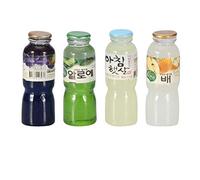 1:12 Scale Miniature Juice Bottles Set 4pcs | Safe Acrylic, Non - Hazardous, Unscented | Realistic Dollhouse Kitchen/Bar Decor | Lightweight & Reusable