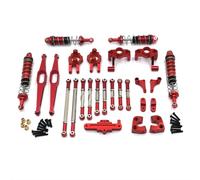 1/12 Scale RC Car Metal Suspension & Parts de Commande Set - 10 Piece Hydraulic Shock Absorber, Pull Rod, Coupe de Remplacement Kit Compatible avec 12429 Modèle(Red)