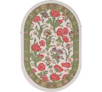 1/12 Tapis miniature Mini Vintage Tapis tissé Maison de poupées Décoration Accessoires Ovale B01 Fleur de feuille verte