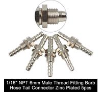 1/16" NPT Filetage Mâle Raccord Tuyau 6mm en Laiton Connecteur pour Carburant Eau Gaz 5pcs