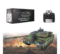 1/16 Réservoir RC Tank, 2.4G Char Télécommandé Réservoir Militaire Télécommandé avec Lumières Son Simulation De Recul, Jouet -Améliorée en Métal GermanLeopard2A6-Deluxe