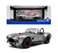 Solido Voiture miniature Shelby Cobra 427 MKII – Roadster, échappements, rayures – Argent 1:18