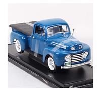 1 18 Véhicule Moulé sous Pression pour Ford F-1 1948 Pick-up Cargo Simulation Modèle De Voiture en Alliage À Collectionner Jouets Non RC(Bleu)