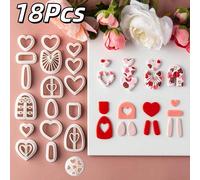 1/2/3/18 pièces Découpoirs en argile polymère en forme de cœur pour la Saint-Valentin - Outils d'artisanat à styles multiples pour les décorations d'artisanat de la Saint-Valentin, bijoux DIY, boucles