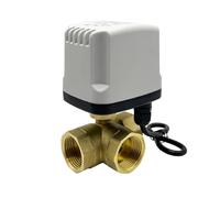 1/2'' 3/4'' 1'' 2 Inch IP65 Waterproof Brass Motorized Ball Valve 2 Wire T Type 3 Way Electric Ball Valve(1",12VDC_NORMALLY CLOSED)