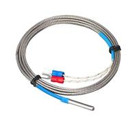 1/2/3/4/5m Braided Cable 30x4mm Thermocouple Probe 0-400℃ Measurement Ranges Stainless Temperature Sensors Thermocouple Cylindrical Temperature Sensors