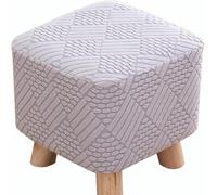 1/2/3/4 Pièces Housse de Pouf Carrée Nervurée Extensible Housse de Repose-Pieds Protection Anti-Griffes Protecteur de Pouf Lavable Convient pour Le Salon(Light Gray,4pcs)