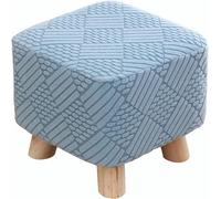 1/2/3/4 Pièces Housse de Pouf Carrée Nervurée Extensible Housse de Repose-Pieds Protection Anti-Griffes Protecteur de Pouf Lavable Convient pour Le Salon(Light Blue,1pc)