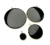 1 2 3 5 pièces pendentif tranche d'agates noires naturelles pendentifs ronds en pierre plate guérison Reiki pendentifs noirs pour la fabrication de bijoux faits à la main-obsidienne noire-30mm 1 piè