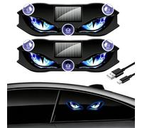 1/2/3/6pcs Solar Demon Eye LED Car Window Light, Waterproof Devil Eyes Light Gen-2 No Drill Suction Cup Dynamic Windshield Ambient Lamp Solar and USB Powered Flicker Signal Warning Lights (A5)
