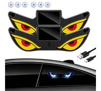 1/2/3/6pcs Solar Demon Eye LED Car Window Light, Waterproof Devil Eyes Light Gen-2 No Drill Suction Cup Dynamic Windshield Ambient Lamp Solar and USB Powered Flicker Signal Warning Lights (B4)