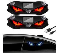 1/2/3/6pcs Solar Demon Eye LED Car Window Light, Waterproof Devil Eyes Light Gen-2 No Drill Suction Cup Dynamic Windshield Ambient Lamp Solar and USB Powered Flicker Signal Warning Lights (A4)