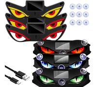 1/2/3/6pcs Solar Demon Eye LED Car Window Light, Waterproof Devil Eyes Light Gen-2 No Drill Suction Cup Dynamic Windshield Ambient Lamp Solar and USB Powered Flicker Signal Warning Lights (C)
