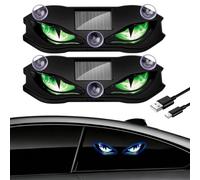 1/2/3/6pcs Solar Demon Eye LED Car Window Light, Waterproof Devil Eyes Light Gen-2 No Drill Suction Cup Dynamic Windshield Ambient Lamp Solar and USB Powered Flicker Signal Warning Lights (A6)