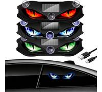 1/2/3/6pcs Solar Demon Eye LED Car Window Light, Waterproof Devil Eyes Light Gen-2 No Drill Suction Cup Dynamic Windshield Ambient Lamp Solar and USB Powered Flicker Signal Warning Lights (A7)