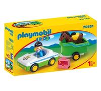 Playmobil 1.2.3 Cavalière avec voiture et remorque