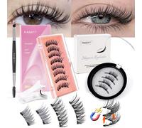 1/2/3/9 paires de faux cils magnétiques avec pinces professionnelles, réutilisables, à design croisé dense, mélange de cils naturels, convient pour le port quotidien, le travail, les études, les voyag