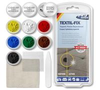 1-2-3 REPAIR Kit Reparation Siege Auto Tissu - Repare Trou de Cigarette, Dechirures et Brulures, Kit Reparation Tissu Voiture et Canape avec Fibres, Colle et 7 Couleurs, 13 Pieces