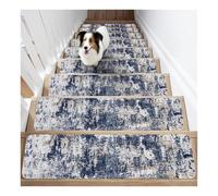 1 2 4 6 8 12 15 pièces Tapis de marches antidérapants pour enfants, personnes âgées et chiens, lavables et réutilisables, avec dos caoutchouc, pour marches bois(E,1Pc 31.5x10.2")