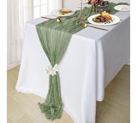 1/2/4/6 pack 35 x 120 pouces Chemin de table de style boho Bali vert sauge, chemin de table transparent, chemin de table transparent de style ferme, nappe longue vintage, convient pour Noël, Nouvel An