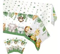 1/2/4/6 pièces Nappe thème jungle et zoo, design lion de forêt, nappe jetable imperméable pour anniversaire, extérieur, patio, maison, fête, repas Taille Unique,137*274 cm-1 pièce,2 pièces,4 pièces,6 