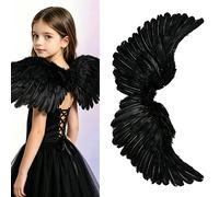 1/2/4 pièces Ailes de plumes noires Accessoire de costume pour enfants Ange Sorcière Vampire Fée Halloween Noël Fête Spectacle Cadeau 3