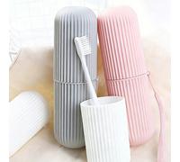 1/2/4 pièces Étui de brosse à dents de voyage portable, boîte de rangement pour dentifrice/brosse à dents/nettoyant visage, porte-brosse à dents anti-poussière et respirant, gobelet antidérapant rayé 