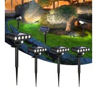 1/2/4 pièces Lampes de camping solaires, 5 LED super lumineux 3 modes d'éclairage, lampe de poche de 3000W à lumière blanche. Lampes de chemin avec piquet de pelouse/sol et détecteur de mouvement, lam