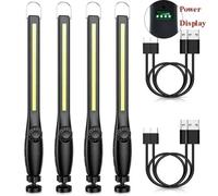 1/2/4pc Lampe De Poche Led Lampe De Travail Magnétique Usb Torche Rechargeable Crochet Lanterne Portable Lumière D'inspection Camping Lampe De Réparation De Voiture.4pcs Power Display.