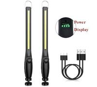 1/2/4pc Lampe De Poche Led Lampe De Travail Magnétique Usb Torche Rechargeable Crochet Lanterne Portable Lumière D'inspection Camping Lampe De Réparation De Voiture.2pcs Power Display.