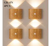 1/2/4pièces Lampe murale LED à double tête avec capteur de mouvement, veilleuse LED intelligente, lampe murale intérieure à capteur magnétique, alimentée par batterie, température de couleur et lumino