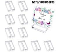 1/2/5/10/20/50 pièces Support de carte de table transparent en acrylique, support de carte de visite, présentoir de panneau de direction de mariage, convient pour table de salle à manger, photos de ma