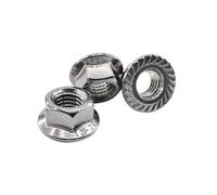 1/2/5/10/25 pièces Écrou de blocage hexagonal dentelé à bride en acier inoxydable 304 M3 M4 M5 M6 M8 M10 M12 M16(5pcs M10)