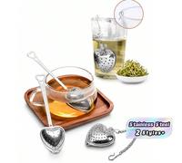 1/2/5/10 pièces, 14 cm * 4 cm, infuseur à thé en acier inoxydable ; passoire à thé noir et thé aux fleurs ; filtre/passoire à thé en forme de cœur. 1 pièces,5 pièces,10 pièces,2 pièces,10 chaînes en f