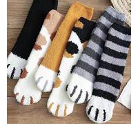 1/2/5/6/12 paires de chaussettes mi-mollet doublées thermiques de couleurs mixtes pour femmes, convenant pour la maison/le bureau. Chaussettes antidérapantes avec motif de patte de tigre, douillettes