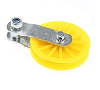 1/2/5 pcs Poulie de levage en plastique Bloc de poulie de levage automatique pour ouvre-porte de coop arrière-cour Fournitures de volaille 88 mm Jaune