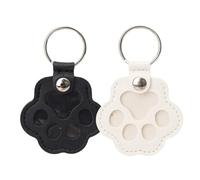 1/2/5PCS Memorial Dog Cat Hair Storage Key Chain Container Paw Shaped Keyring Portable Handmade Keychains Accessories Pivotant Keychain(2pcs-white black)