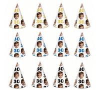 1/2 Chapeau de fête d'anniversaire personnalisé - Âge personnalisé et design photo, célébrez les 21e, 30e, 40e, 50e, 60e, 70e, 80e, 90e anniversaires et la retraite, couvre-chef en papier, accessoire 