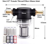 1/2 ""filtre à eau de pluie agriculture irrigation jardin arrosage filtre Aquarium réservoir filtre 10 200 Mesh raccord en cuivre - Type 1I2 Inch-10mm-20 Mesh