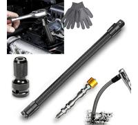 1/2 Flexible Shaft Extension Extender Torque Socket, Ratchet Spanners Electric Wrench Connecting Rod, 360° Flex Reach Extensions Bar for Outlets, Car Repair, Portable Hand Drive Tool (14in-C)