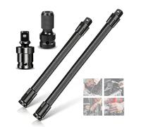 1/2 Flexible Shaft Extension Extender Torque Socket Ratchet Spanners Electric Wrench Connecting Rod, 360° Swivel Spring Steel Extension for Tight Spaces and Hard-to-Reach Bolts (14.2"+9.8" UH+SBA)