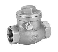 1/2 Inch Stainless Steel Swing Check Valve | DN15 Female Thread WOG 200 PSI | One Way Non - Return Valve for Water/Oil/Steam | 304 SS Construction, 6.6oz