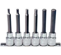 1/2" Juego de llaves de vaso con punta para tornillos con encastre hexagonal CHROMEplus, 6 pzs. 5-12 mm, largas
