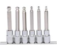 1/2" Juego de llaves de vaso con punta para tornillos con encastre hexagonal CHROMEplus, largas, 6 pzs. 5-12mm