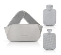 1.2 L Bouillotte eau Chaude, 3 en 1 Bouillottes avec Housse en Peluche et Ceinture, Bouillotte Regles Douloureuses, Peluche Bouillotte Ceinture, pour Jambes, Dos, Épaules, Cou, Taille (Gris)