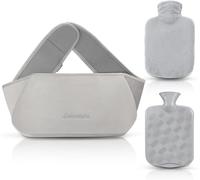 1.2 L Hot Water Bottle,3 In 1 Hot Water Bottle With Plush Cover And Belt,Hot Water Bottle Rules Painful,Plush Hot Water Bottle Belt,For Legs,Backs,Shoulders,Neck,Size (Grey)