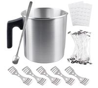 1,2 L Pot De Fusion Cire Bougie, Pot De Fusion De Cire De Bougie, Kit De Fabrication De Bougies, Casserole Pour Faire Fondre Des Bougies Avec 60pcs Mèches 1 Cuillère, 5 Porte Mèches De Bougie Pour DIY